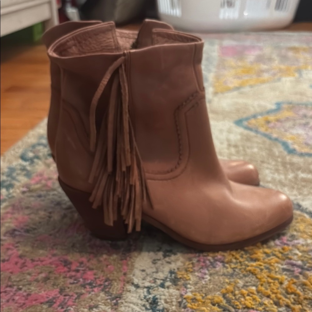 Fringe Tan Ankle Boots